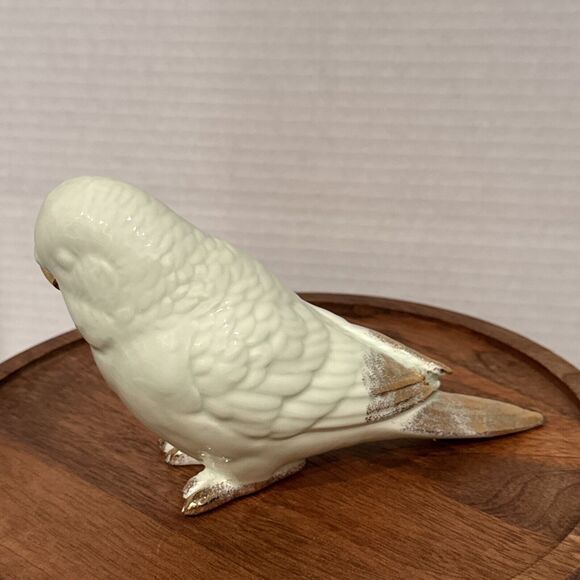 Vintage Mint Green Glass Parakeet Rare Gold Details - Picture 4 of 11